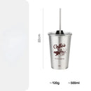 Black insulated vacation bubble tea tumbler with straw kitchen cup by Decorbites