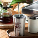 Black insulated vacation bubble tea tumbler with straw kitchen cup by Decorbites