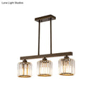 GobekUsa Black Cylindrical Island Chandelier: Clear Crystal, Traditional Style, 3 Bulbs, for Dining Room