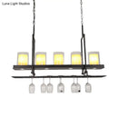 GobekUsa Black 3/5-Light Island Light Fixture with Clear Glass Cylindrical Pendant for Dining Room - Traditional Style