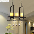 GobekUsa Black 3/5-Light Island Light Fixture with Clear Glass Cylindrical Pendant for Dining Room - Traditional Style