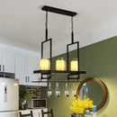 GobekUsa Black 3/5-Light Island Light Fixture with Clear Glass Cylindrical Pendant for Dining Room - Traditional Style