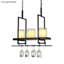 GobekUsa Black 3/5-Light Island Light Fixture with Clear Glass Cylindrical Pendant for Dining Room - Traditional Style