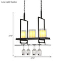 GobekUsa Black 3/5-Light Island Light Fixture with Clear Glass Cylindrical Pendant for Dining Room - Traditional Style