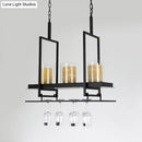 GobekUsa Black 3/5-Light Island Light Fixture with Clear Glass Cylindrical Pendant for Dining Room - Traditional Style