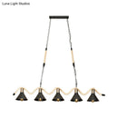 GobekUsa Black Island Pendant with 5 Hemp Rope Lights and Metal Shade
