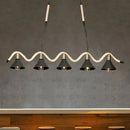 GobekUsa Black Island Pendant with 5 Hemp Rope Lights and Metal Shade