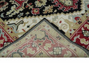 Hand Knotted Wool Area Rug Traditional Heriz Medallion Design Black Ivory Olive Brown