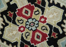 Hand Knotted Wool Area Rug Traditional Heriz Medallion Design Black Ivory Olive Brown