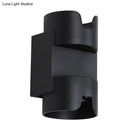 GobekUsa Black LED Flush Mount Wall Light - Up Down Lighting with Metal Cylinder Shade for Patio