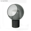 GobekUsa Black LED Table Lamp with Marble Base and Smoked Globe Glass Shade - Postmodern Nightstand Light