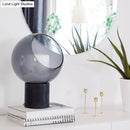 GobekUsa Black LED Table Lamp with Marble Base and Smoked Globe Glass Shade - Postmodern Nightstand Light