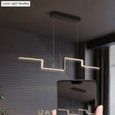 GobekUsa Black Line Art Metal Hanging Lamp - Simplistic LED Island Lighting for Dining Room
