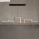 GobekUsa Black Line Art Metal Hanging Lamp - Simplistic LED Island Lighting for Dining Room