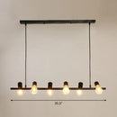 GobekUsa Black Linear Island Pendant Light with Exposed Bulb Design - Perfect for Restaurants and Lofts