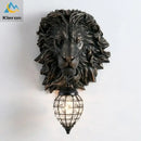GobekUsa Lion Head Crystal Led Wall Lamp for Bedroom, Ktv, Living Room, Resin Wall Light