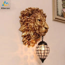 GobekUsa Lion Head Crystal Led Wall Lamp for Bedroom, Ktv, Living Room, Resin Wall Light