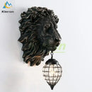 GobekUsa Lion Head Crystal Led Wall Lamp for Bedroom, Ktv, Living Room, Resin Wall Light