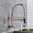 GobekUsa Dual Spout Kitchen Faucet Swivel Wall Mount 360 Rotation Cold Water Tap