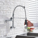 GobekUsa Dual Spout Kitchen Faucet Swivel Wall Mount 360 Rotation Cold Water Tap
