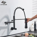GobekUsa Dual Spout Kitchen Faucet Swivel Wall Mount 360 Rotation Cold Water Tap