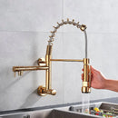 GobekUsa Dual Spout Kitchen Faucet Swivel Wall Mount 360 Rotation Cold Water Tap