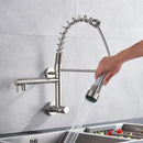 GobekUsa Dual Spout Kitchen Faucet Swivel Wall Mount 360 Rotation Cold Water Tap