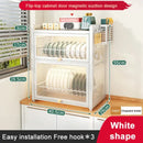 GobekUsa Double-layer Kitchen Dish Drying Rack with Chopstick Cage and Tableware Basket