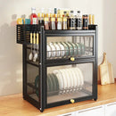 GobekUsa Double-layer Kitchen Dish Drying Rack with Chopstick Cage and Tableware Basket