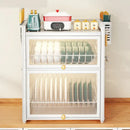 GobekUsa Double-layer Kitchen Dish Drying Rack with Chopstick Cage and Tableware Basket