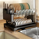GobekUsa 2 Tier Dish Drying Rack with Storage Holder & Drainer for Kitchen Organizing