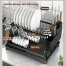 GobekUsa 2 Tier Dish Drying Rack with Storage Holder & Drainer for Kitchen Organizing