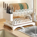 GobekUsa 2 Tier Dish Drying Rack with Storage Holder & Drainer for Kitchen Organizing