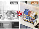 GobekUsa 2 Tier Kitchen Dish Rack Drainer Plate Storage Organizer Drainboard