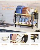 GobekUsa 2 Tier Kitchen Dish Rack Drainer Plate Storage Organizer Drainboard