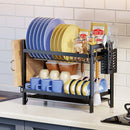 GobekUsa 2 Tier Kitchen Dish Rack Drainer Plate Storage Organizer Drainboard