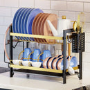 GobekUsa 2 Tier Kitchen Dish Rack Drainer Plate Storage Organizer Drainboard