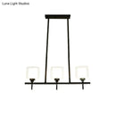 GobekUsa Traditional Cylinder Island Dining Room Lamp with White Glass Shades - 3/4 Hanging Lights