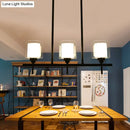 GobekUsa Traditional Cylinder Island Dining Room Lamp with White Glass Shades - 3/4 Hanging Lights
