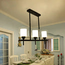 GobekUsa Traditional Cylinder Island Dining Room Lamp with White Glass Shades - 3/4 Hanging Lights