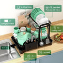 GobekUsa Double Layer Dish Drying Rack with Drainboard - Kitchen Countertop Organizer