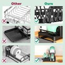 GobekUsa Double Layer Dish Drying Rack with Drainboard - Kitchen Countertop Organizer