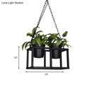 GobekUsa Black Metal Industrial Rectangle Island Light Fixture - 2/3/5 Bulbs LED Lamp with Plant Decor