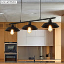 GobekUsa Black Metal Island Lamp: 3-Light Conical Chandelier for Restaurants and Warehouses