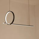 GobekUsa Black Metal LED Linear Pendant and Ring Island Light for Kitchen Ceiling