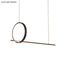 GobekUsa Black Metal LED Linear Pendant and Ring Island Light for Kitchen Ceiling