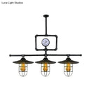 GobekUsa Antiqued Black Metal Pendant Lamp with Watermeter Deco - 3-Head Ceiling Lighting for Bar and Island