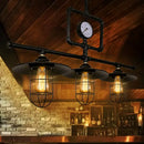 GobekUsa Antiqued Black Metal Pendant Lamp with Watermeter Deco - 3-Head Ceiling Lighting for Bar and Island