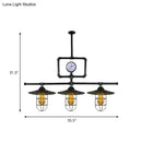 GobekUsa Antiqued Black Metal Pendant Lamp with Watermeter Deco - 3-Head Ceiling Lighting for Bar and Island
