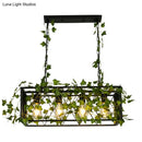 GobekUsa Black Metal Pendant Light Fixture for Wine Bar - 4/6-Bulb Cuboid Plant Island Lamp